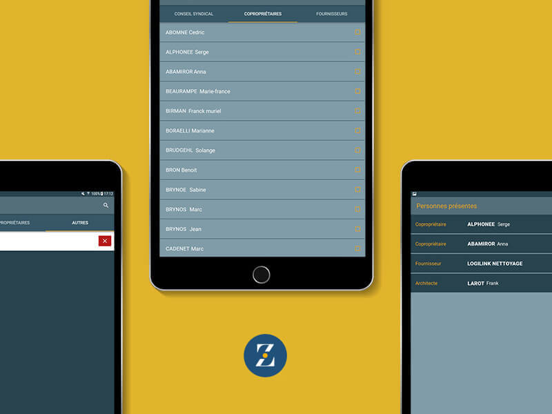 exemple fenetre application Zeno des presents pour le visite de copropriete